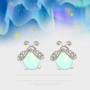 925Sterling Silver Firefly Moonstone Stud Earrings